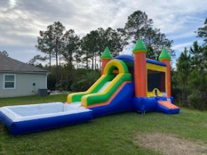 3 on 1 Castle combo bounce house and slides with pool, multiple colors.