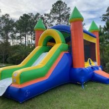 castle combo bounce house and slides with pool