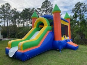 castle combo bounce house and slides with pool