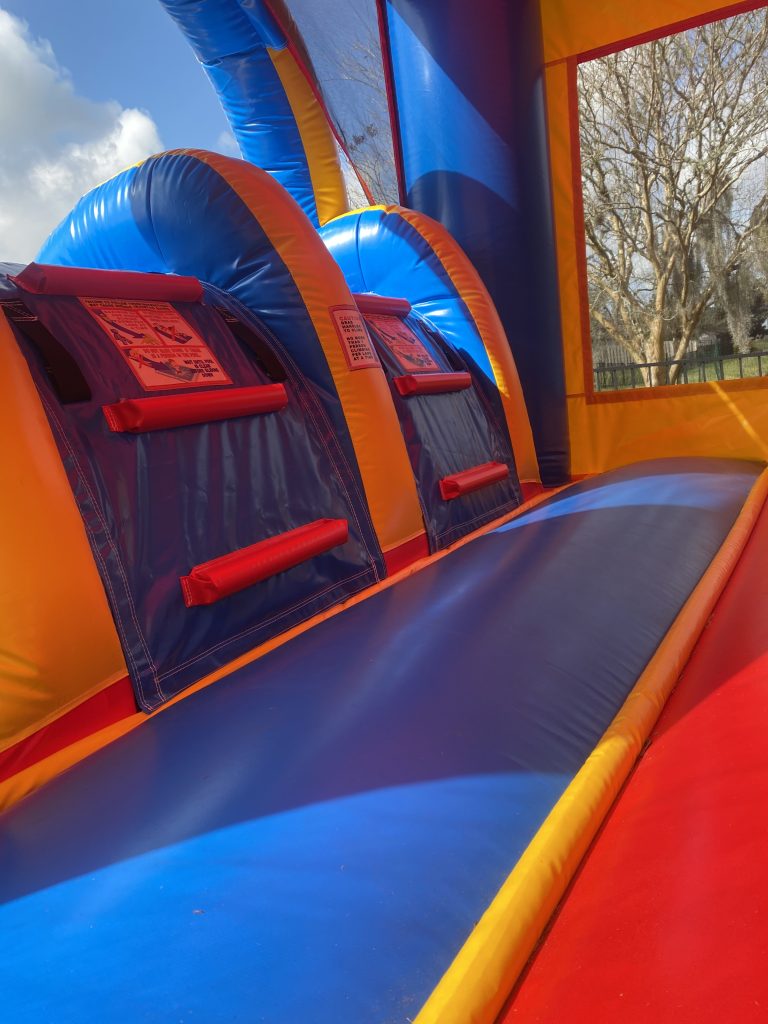 3 in 1 Dual Lane Inflatable Combo $215 Dry / $245 Wet - Parties N Motion