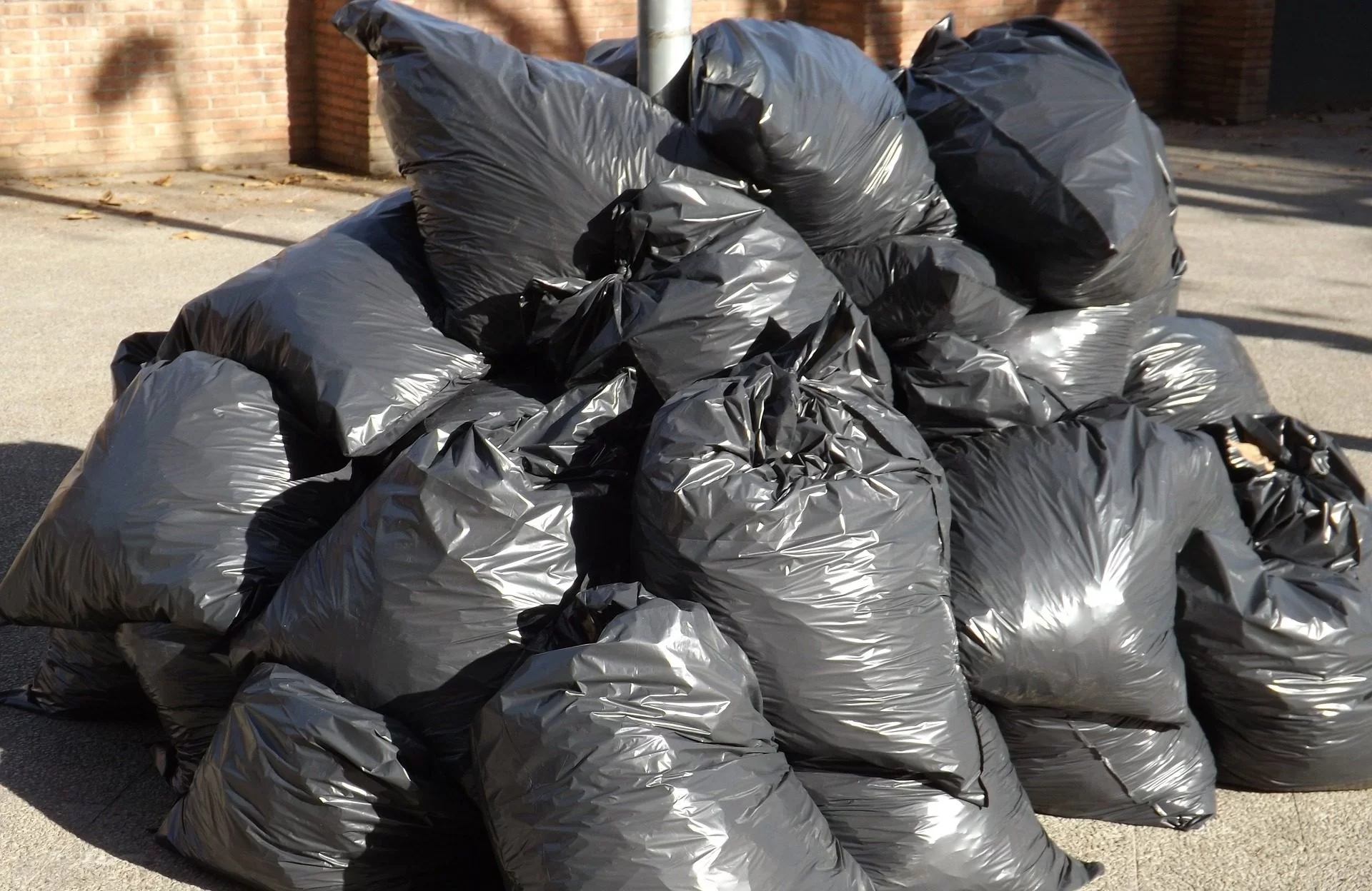 large pile of trash bags